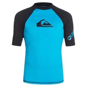 QUICKSILVER All Time RashGuard With Cap Sleeves Blue Womens Size XS